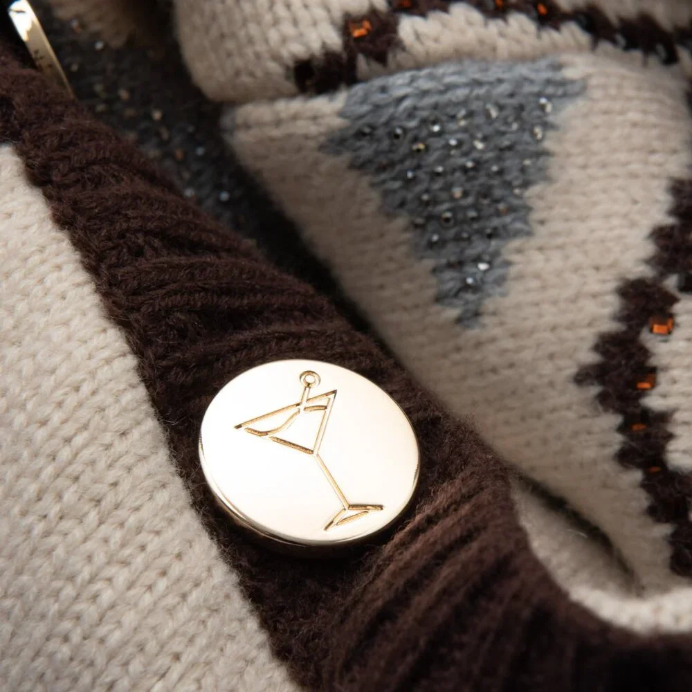 Retrofete Goldle Dress Sweater Mini Knit Long Sleeve Brown Cream Size Large New - Picture 3 of 9